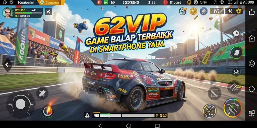 Tangkapan layar 62VIP menampilkan aksi balap yang mendebarkan.