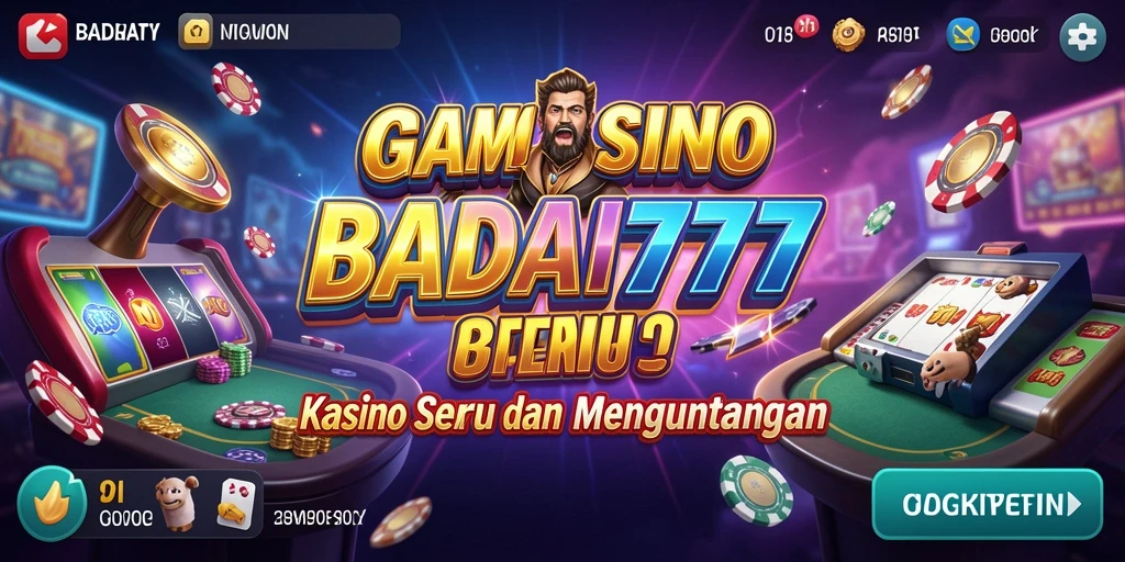 Screenshot utama BADAI777 menampilkan gameplay penuh aksi Kasino.