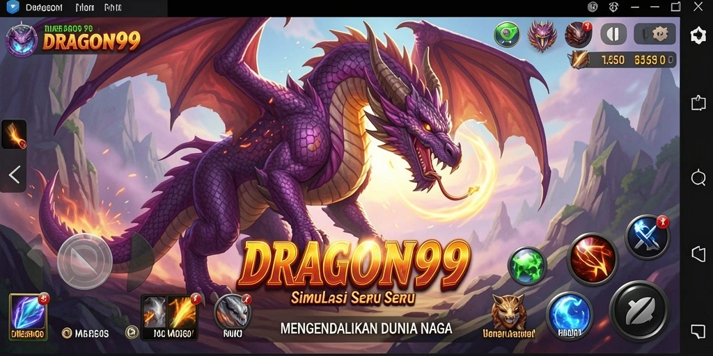 Tampilan gameplay seru DRAGON99 dengan naga terbang.