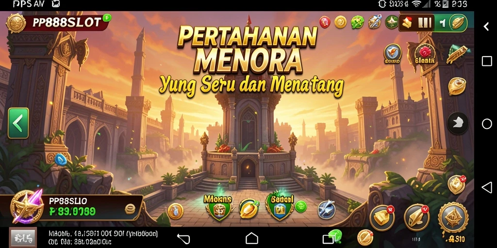 Tampilan gameplay PP88SLOT yang seru dalam pertahanan menara.