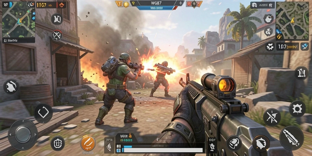 Screenshot gameplay WG87 menunjukkan aksi pertarungan yang seru dan mendebarkan.